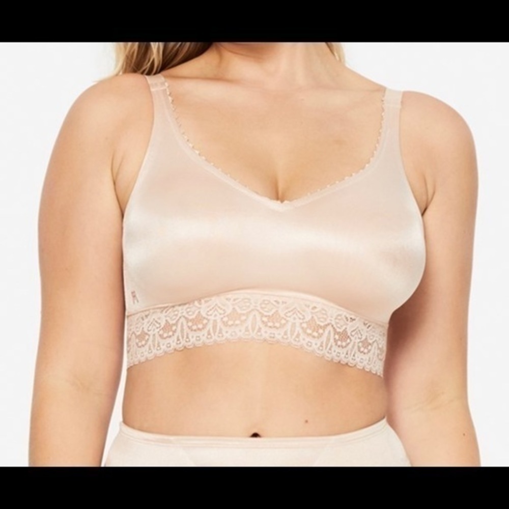 Ruby Ribbon Lace Demiette in Pale Size 32 Nude Blush Cream Bra Bralette